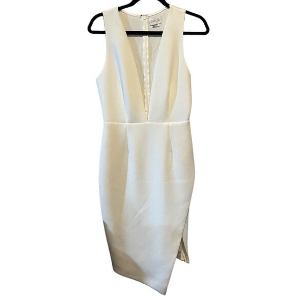 Saylor Plunge Neck Sleeveless Sheath Dress M White - Picture 1 of 12